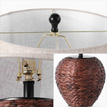 Alaro 24.5" Banana Leaf Basket LED Table Lamp - JONATHAN Y